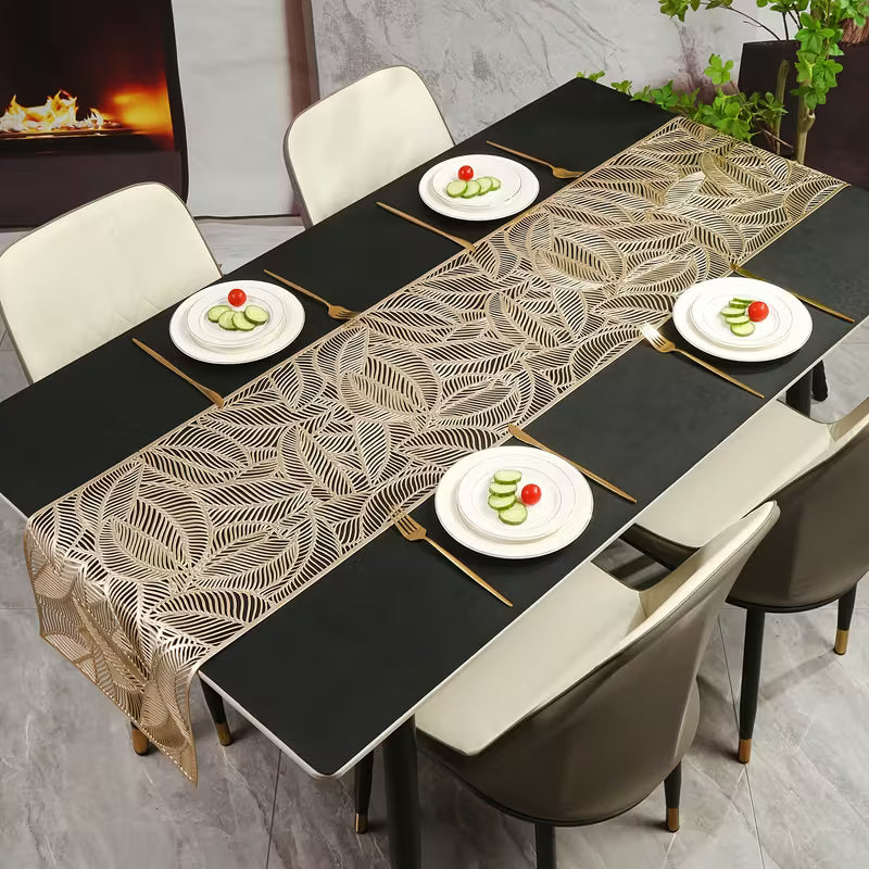 PVC Table Flag with Golden Ironing | Long Decorative Table Runner
