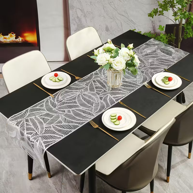 PVC Table Flag with Golden Ironing | Long Decorative Table Runner