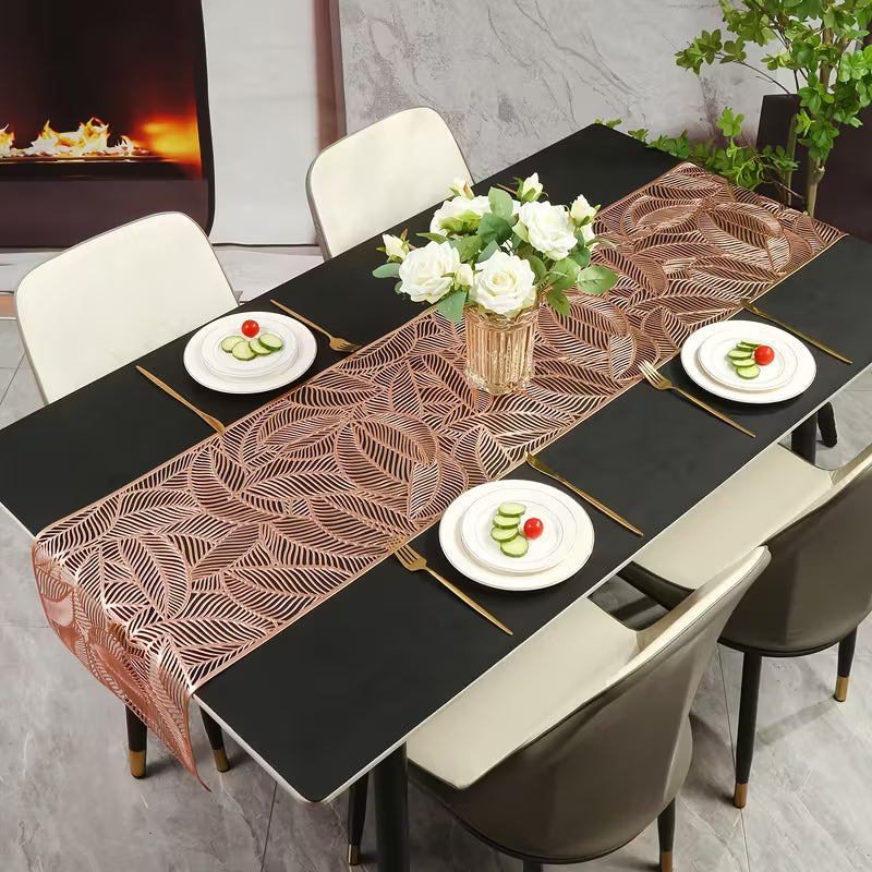 PVC Table Flag with Golden Ironing | Long Decorative Table Runner